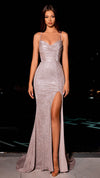 Nicoletta NC2014 Custom Fitted Glitter Gown - Musk
