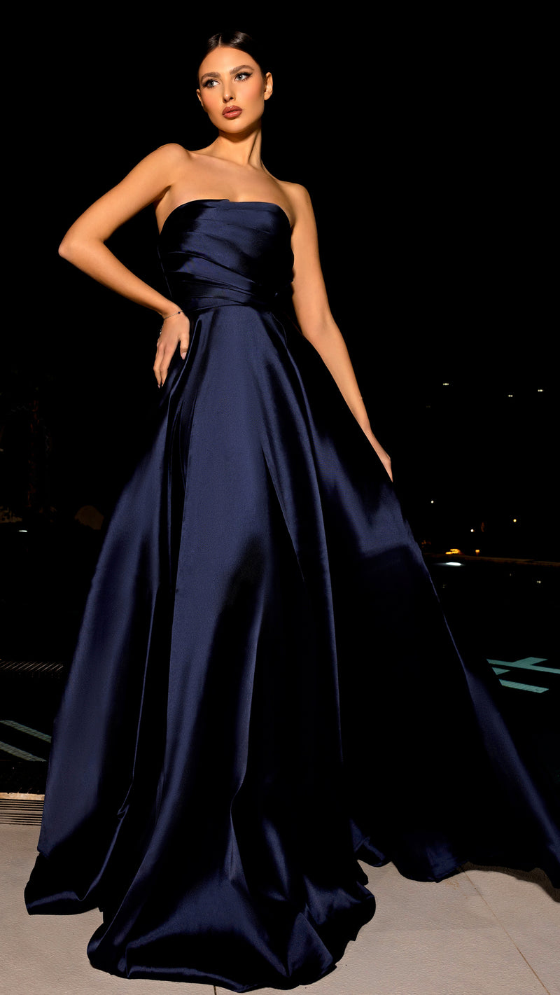 Nicoletta NC2025 Custom Strapless Ball Gown - Navy