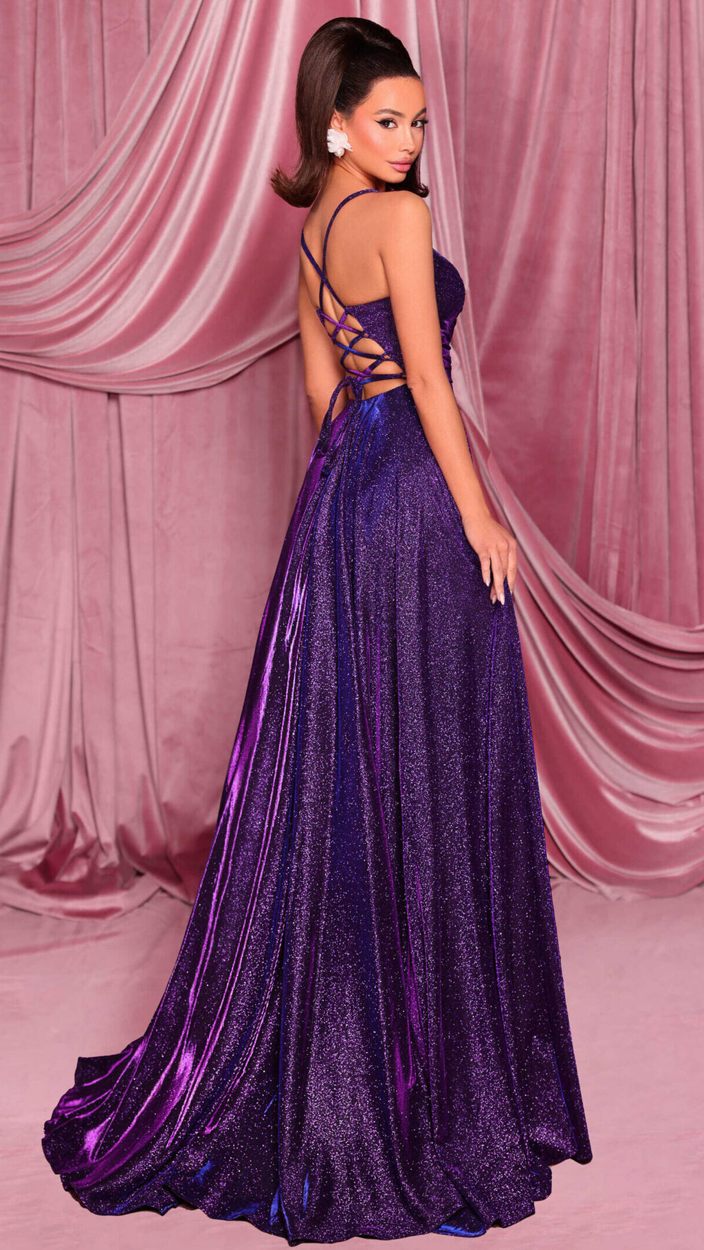 Nicoletta NC2029 Custom Strappy Back Gown - Plum