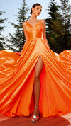 Nicoletta NC2052 Custom Draped Glossy Gown - Hot Pink