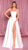 NC3003 Strappy Back Scoop Ball Gown in Ivory