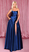 NC3003 Strappy Back Scoop Ball Gown in Royal Blue