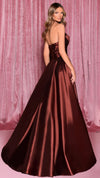 Nicoletta NC3034 Bespoke Strapless Ball Gown in Burnt Umber BACK
