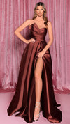 Nicoletta NC3034 Bespoke Strapless Ball Gown in Burnt Umber