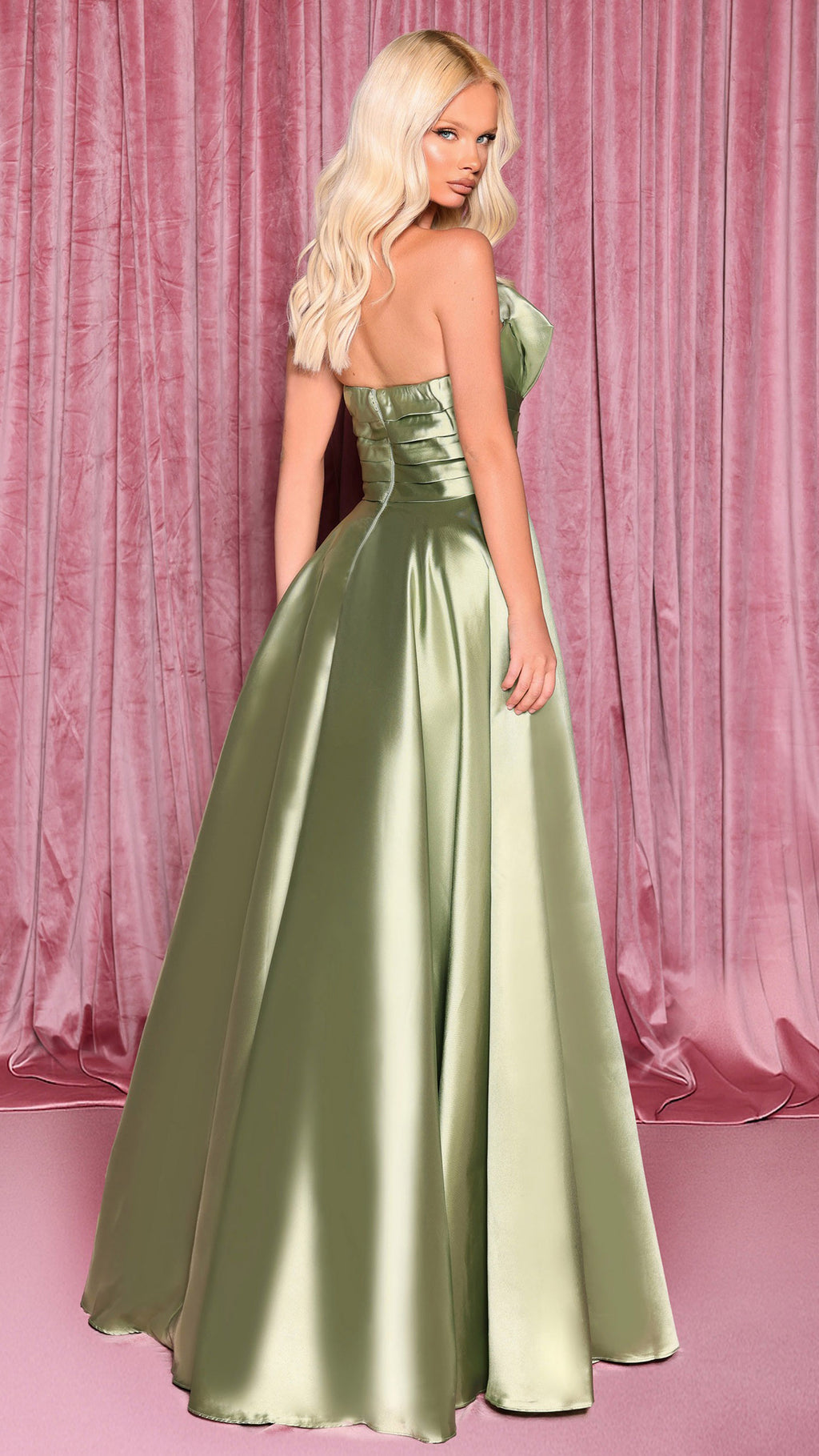 Nicoletta NC3034 Bespoke Strapless Ball Gown in Pistachio BACK