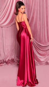 Nicoletta NC3060 Beaded Crossover Glossy Gown in Ruby BACK