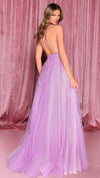 Nicoletta NC3074 Plunging Halter Ball Gown in Lilac BACK