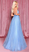 Nicoletta NC3074 Plunging Halter Ball Gown in Powder Blue BACK