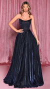 Nicoletta NC3076 Scooped Corset Glitter Gown in Midnight