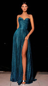 Nicoletta NP176 Strapless Glitter Gown in Custom Colour Teal 
