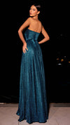Nicoletta NP176 Strapless Glitter Gown in Custom Colour Teal BACK