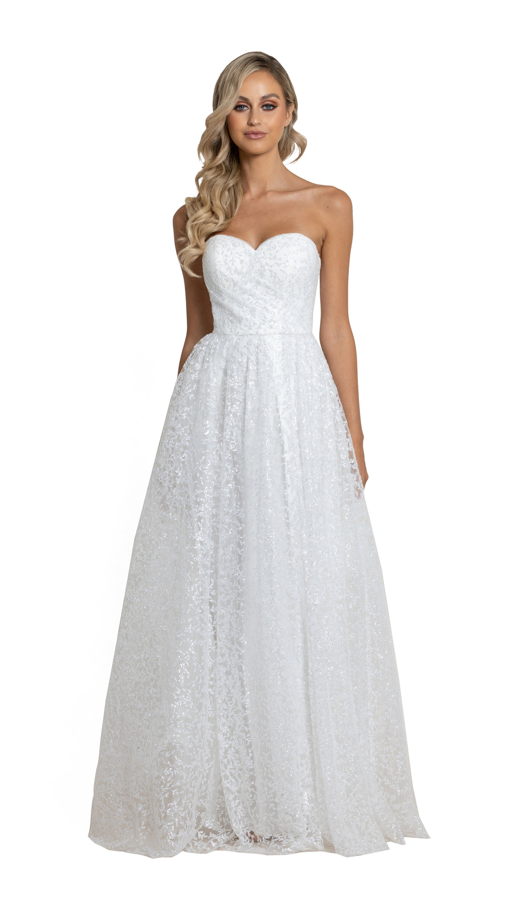 Carla Sweetheart Glitter Gown in white