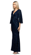 Oprah Cape Gown in Navy side