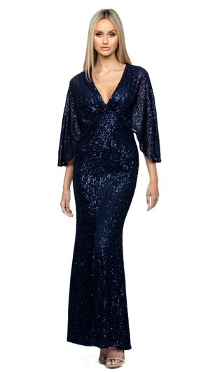 Oprah Cape Gown in Navy