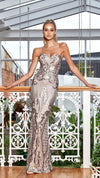 Gala Strapless Fishtail Gown in Matte Antique Gold
