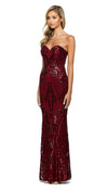 Gala Strapless Fishtail Gown in Burgundy SIDE