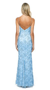Lou Lou Glitter V Neck Gown in Powder Blue BACK