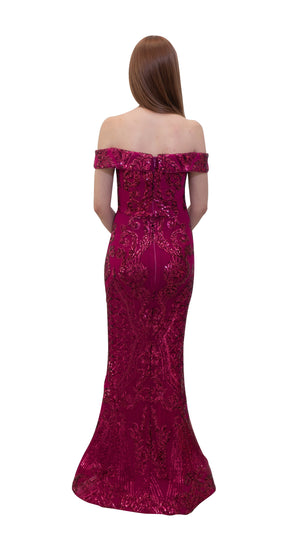 Bariano Flamingo Off shoulder dress back