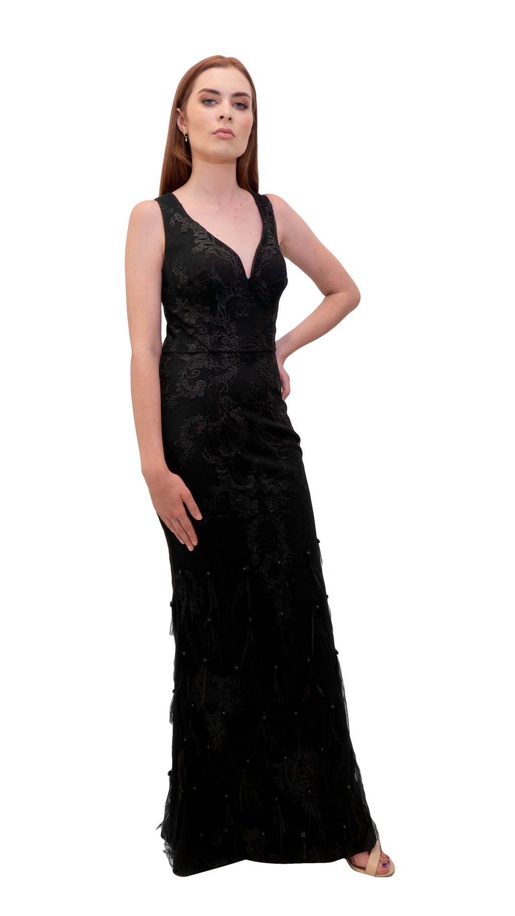 Bariano Lisa V Neck dress black