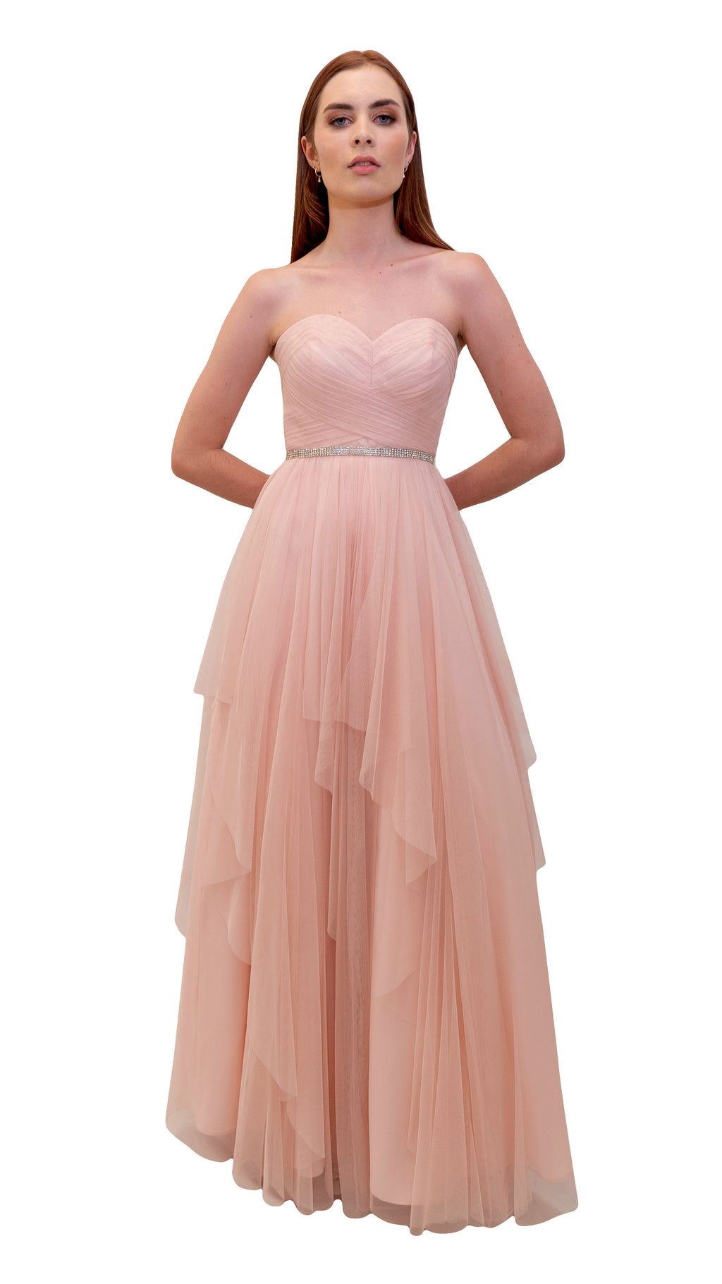 Bariano Petranzia Tulle Ball Gown Blush