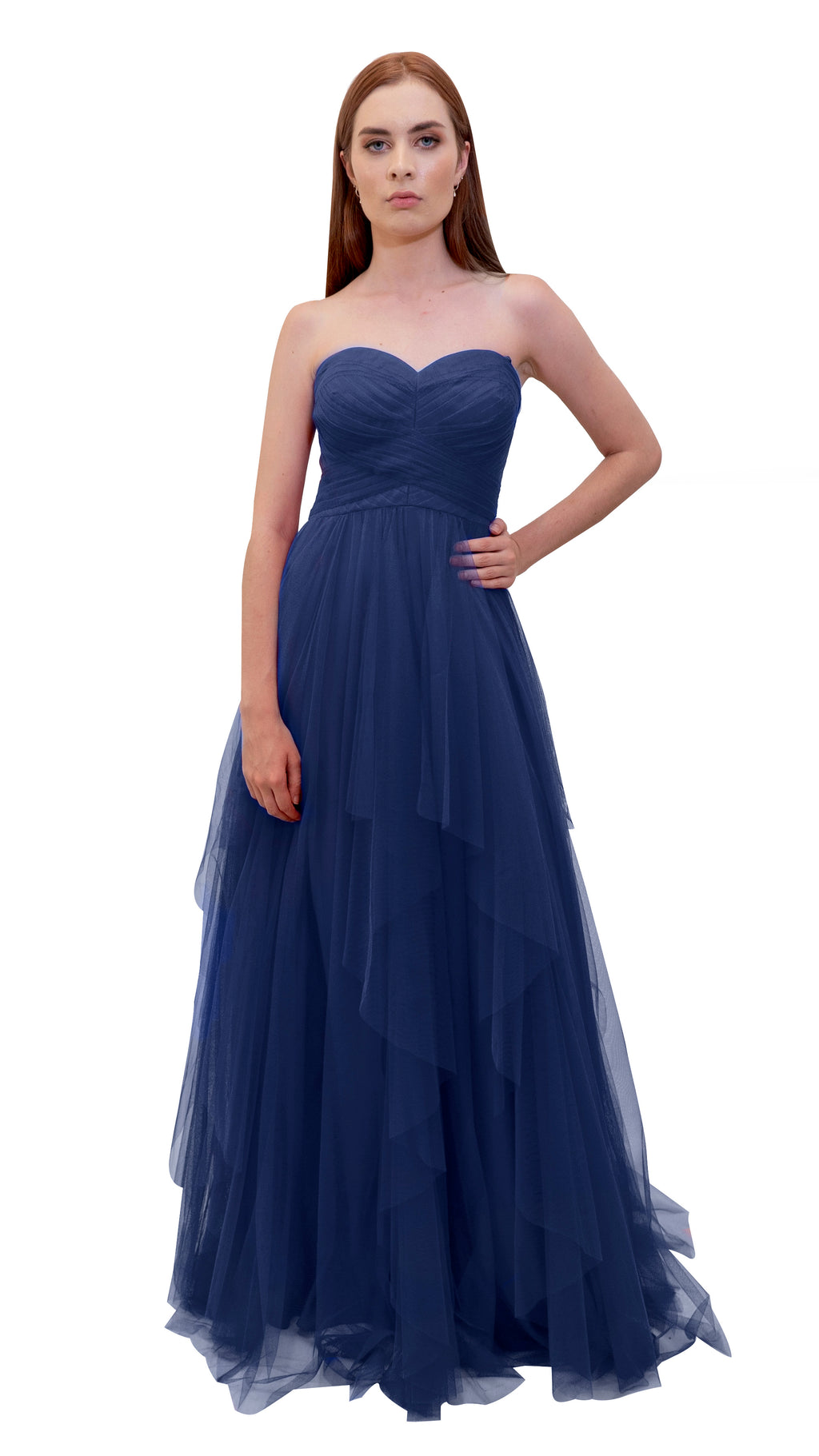 Bariano Petranzia Tulle Ball Gown Navy